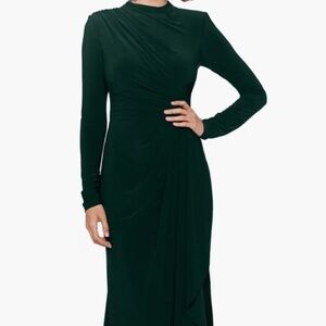 Betsy & Adam Ruffle Long Sleeve Sheath Gown